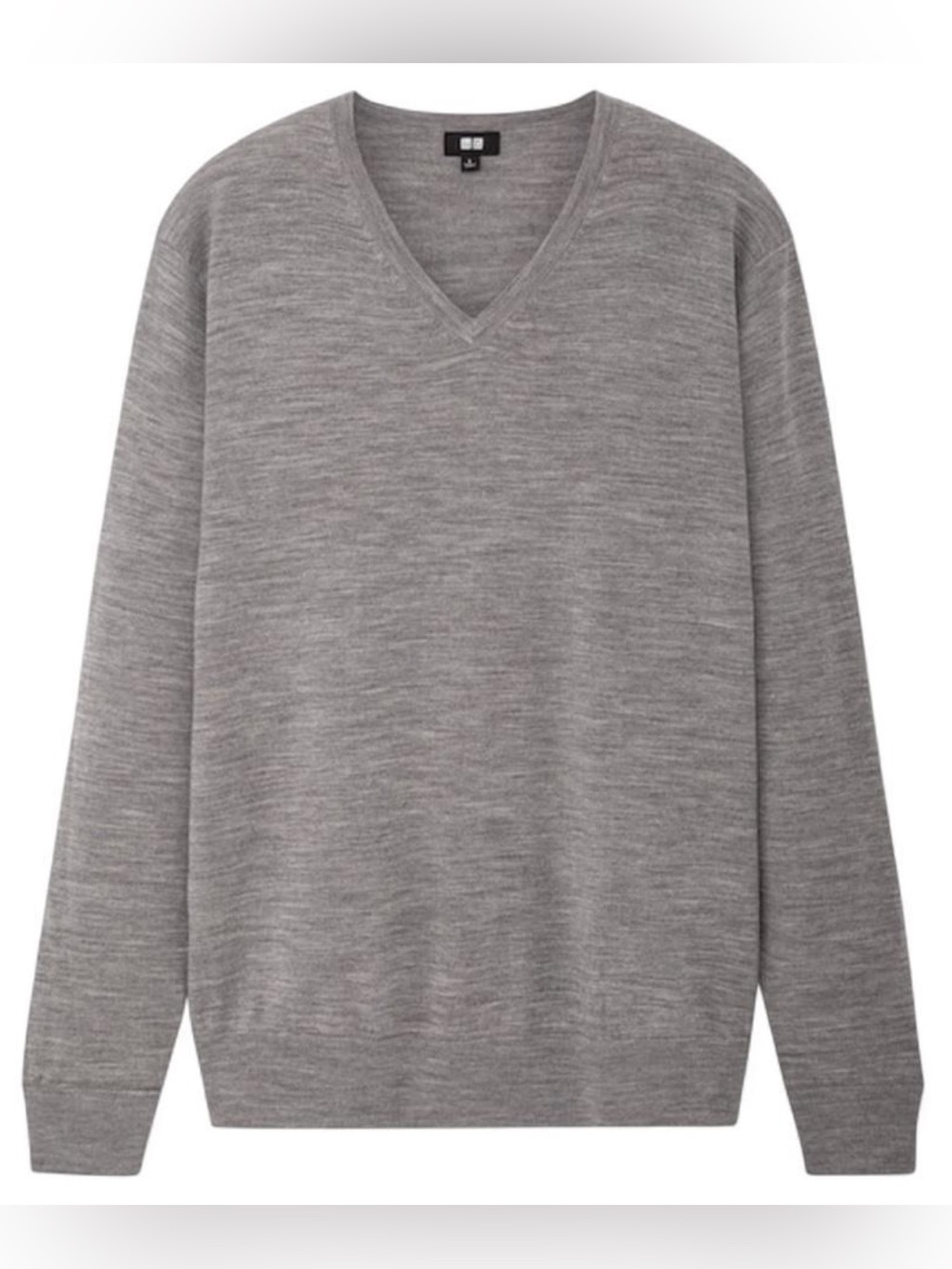 UNIQLO Extra Fine Merino Long Sleeve V-Neck Sweater | M | Gray